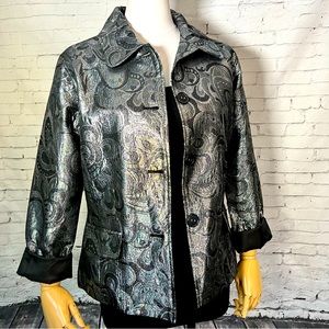 NEW NWT Chico's Glistening Splendor Baylee Metallic Blazer Jacket Size 1 Medium